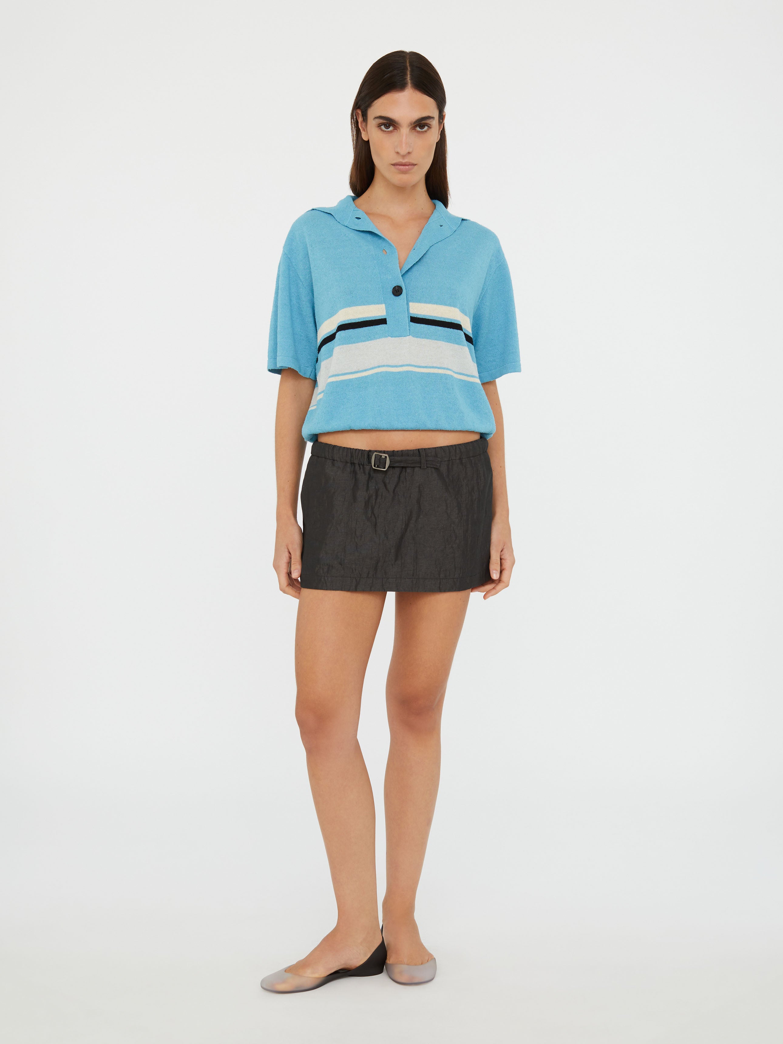 Crushed Belted Mini Skirt