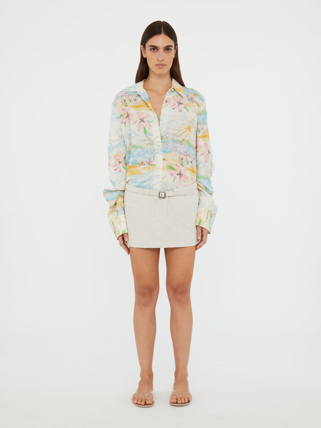 Crushed Belted Mini Skirt