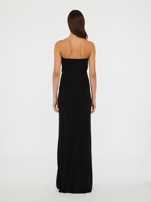 Arced Palm Strapless Dress