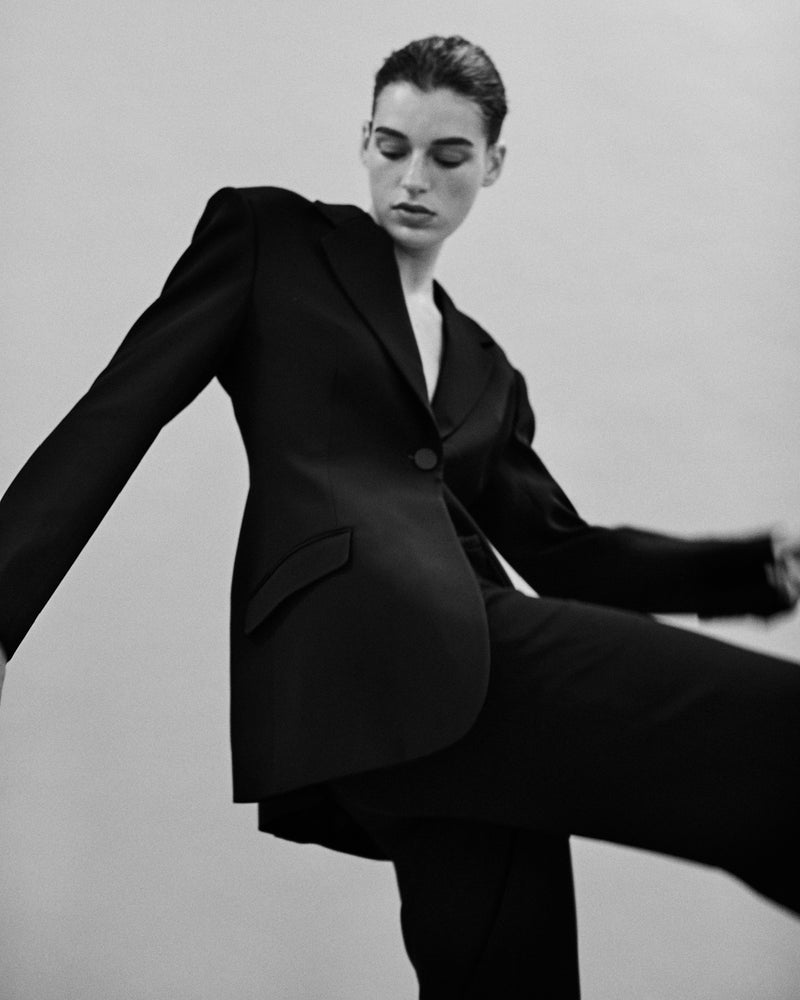Karlijn Kusters wears the Redux Contoured Blazer and Redux Trouser