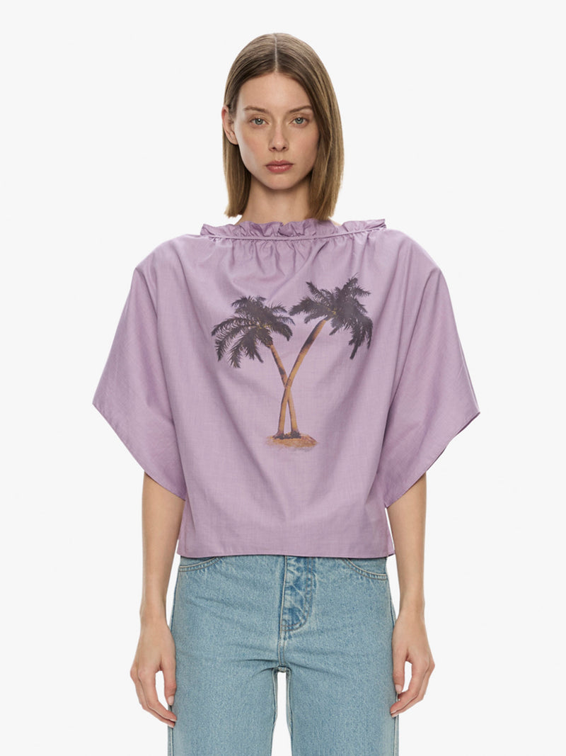 Mirage Palm Poplin Top - Image 5