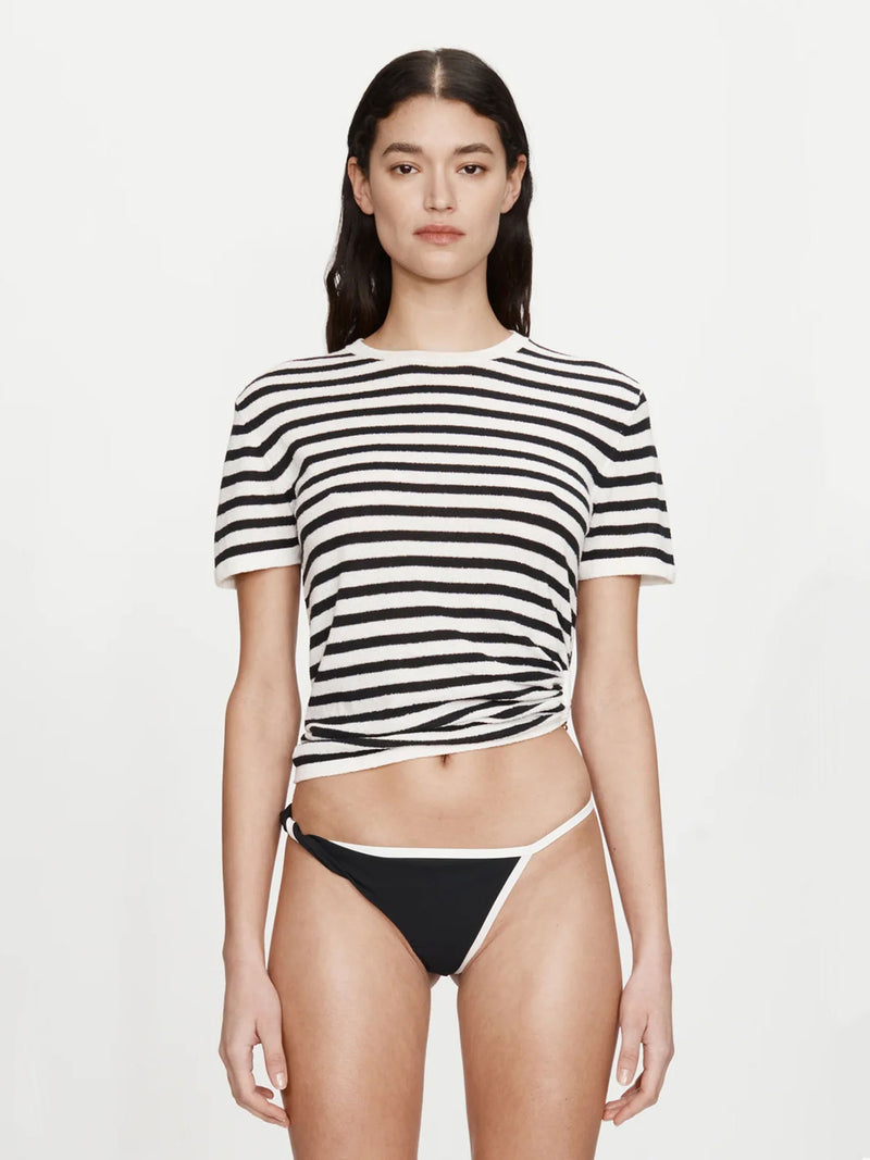 Stripe Knit Ruched Orbit Tee - Image 1
