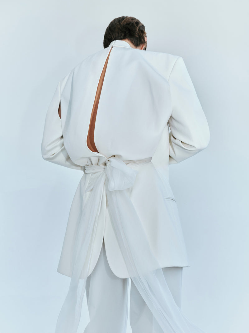 Intimate Bow Back Twill Blazer - Image 1