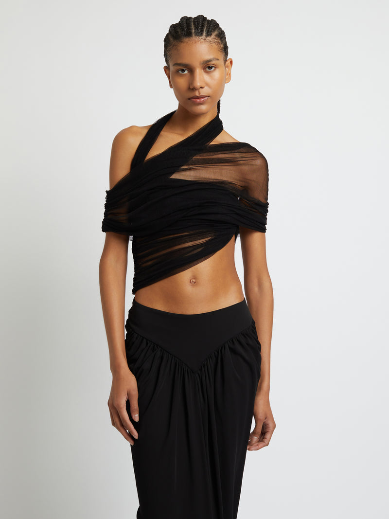 Veiled Wrap Top
