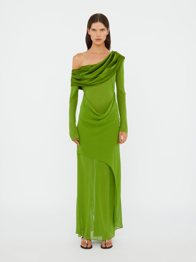 Silk Draped Shawl Dress - Image 1