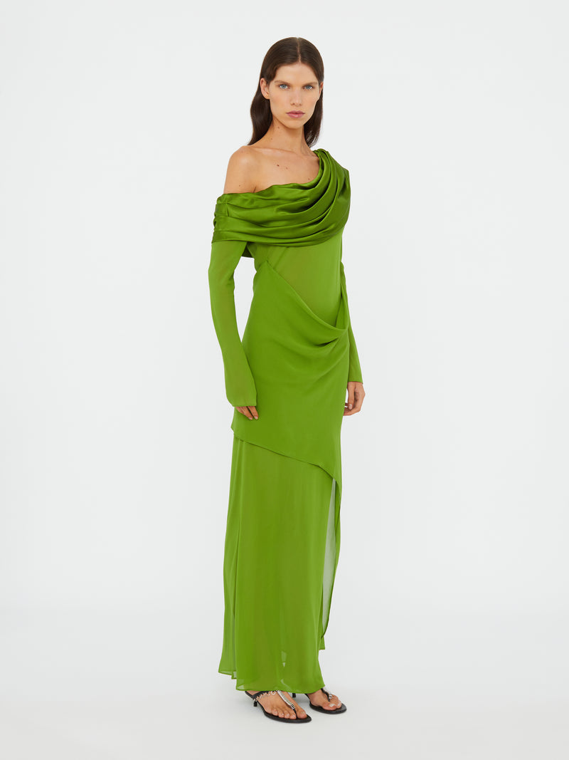 Silk Draped Shawl Dress - Image 2