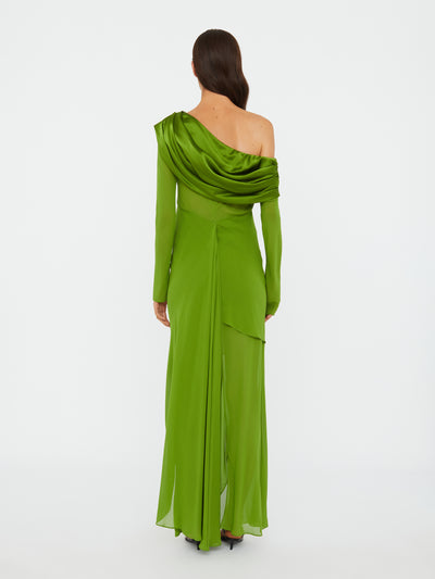 Silk Draped Shawl Dress