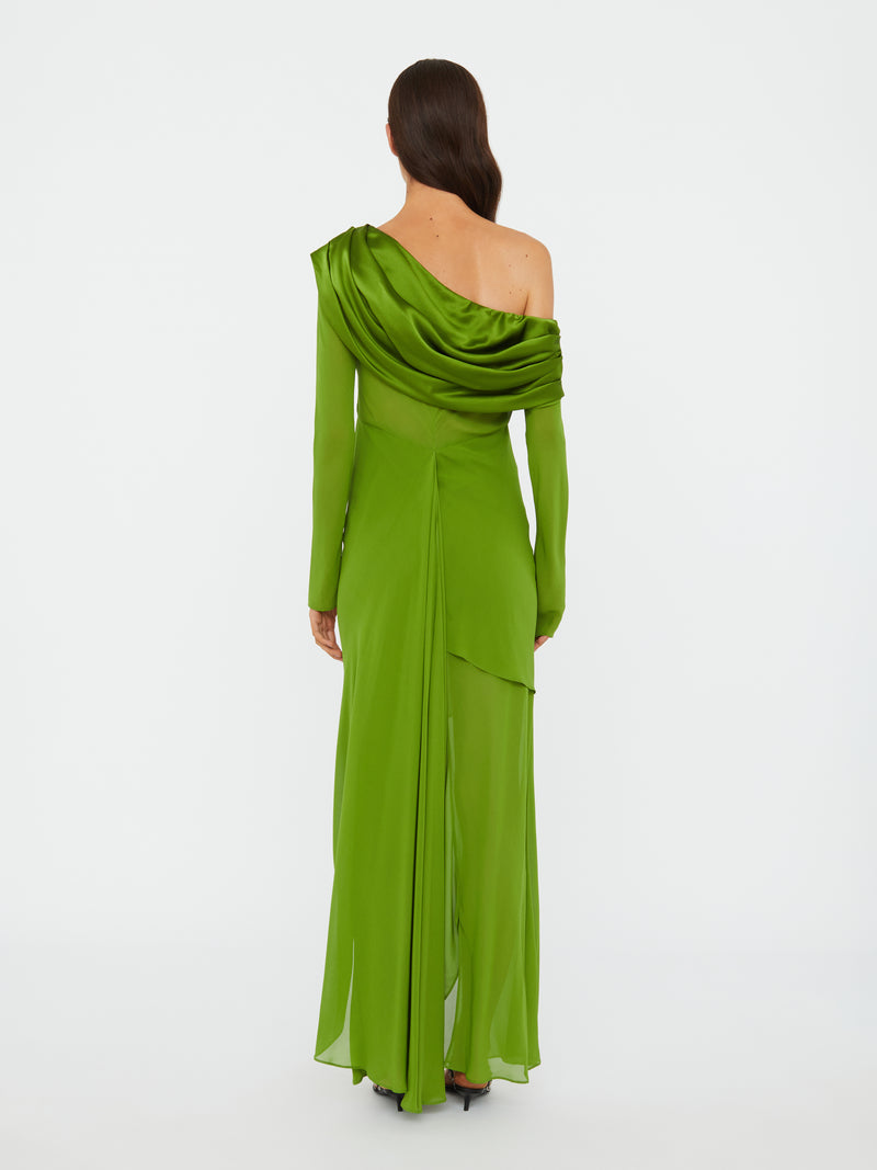 Silk Draped Shawl Dress - Image 4