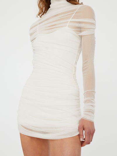 Christo Sheer Wrap Mini Dress