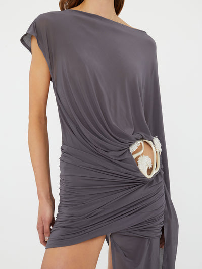 Sculptured Extended Loop Mini Dress