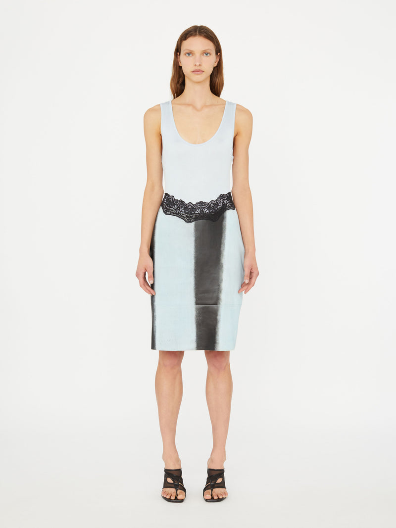 Ribbed Scuffed Leather Tank Dress