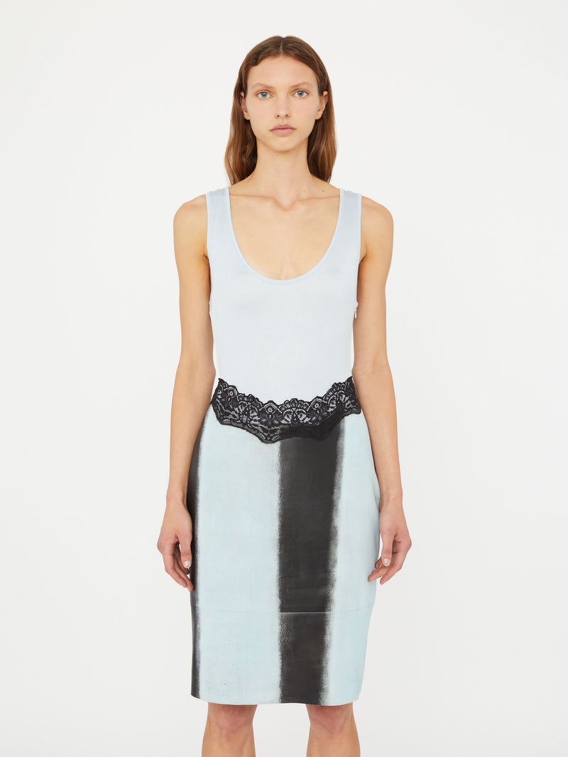 Ribbed Scuffed Leather Tank Dress