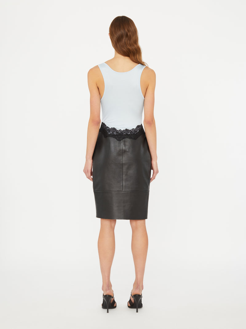 Ribbed Scuffed Leather Tank Dress - Image 4
