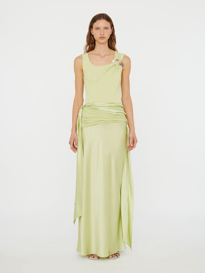 Knotted Silk Gather Skirt