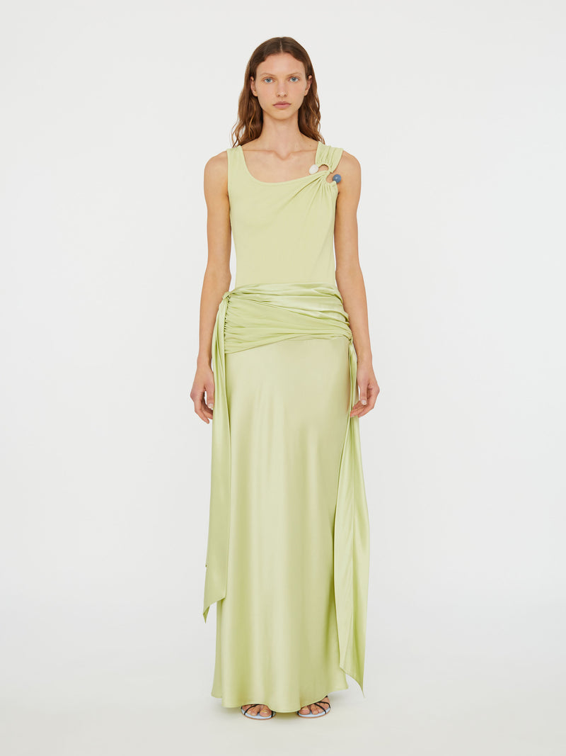 Knotted Silk Gather Skirt