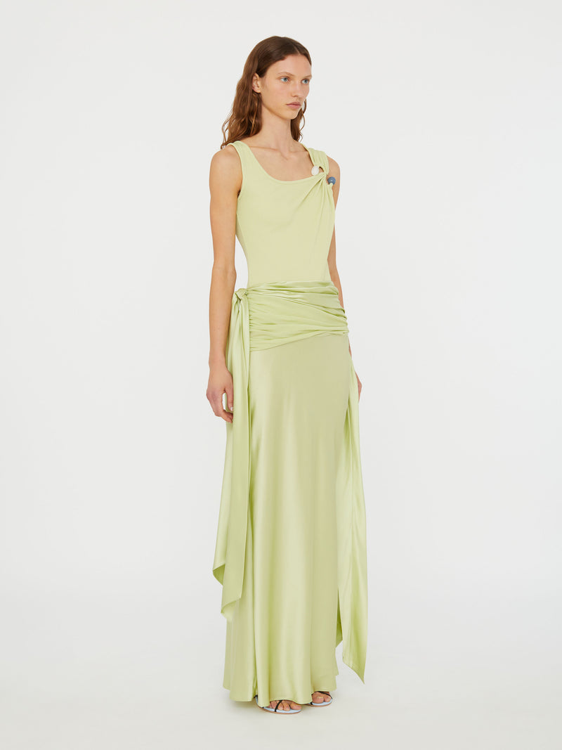 Knotted Silk Gather Skirt