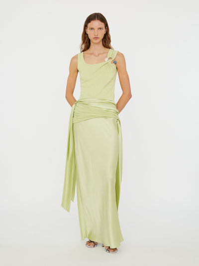 Knotted Silk Gather Skirt