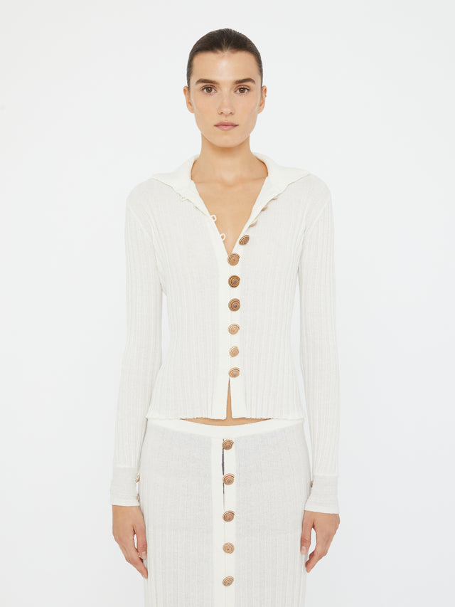 Sundial Shell Ribbed Knit Cardigan