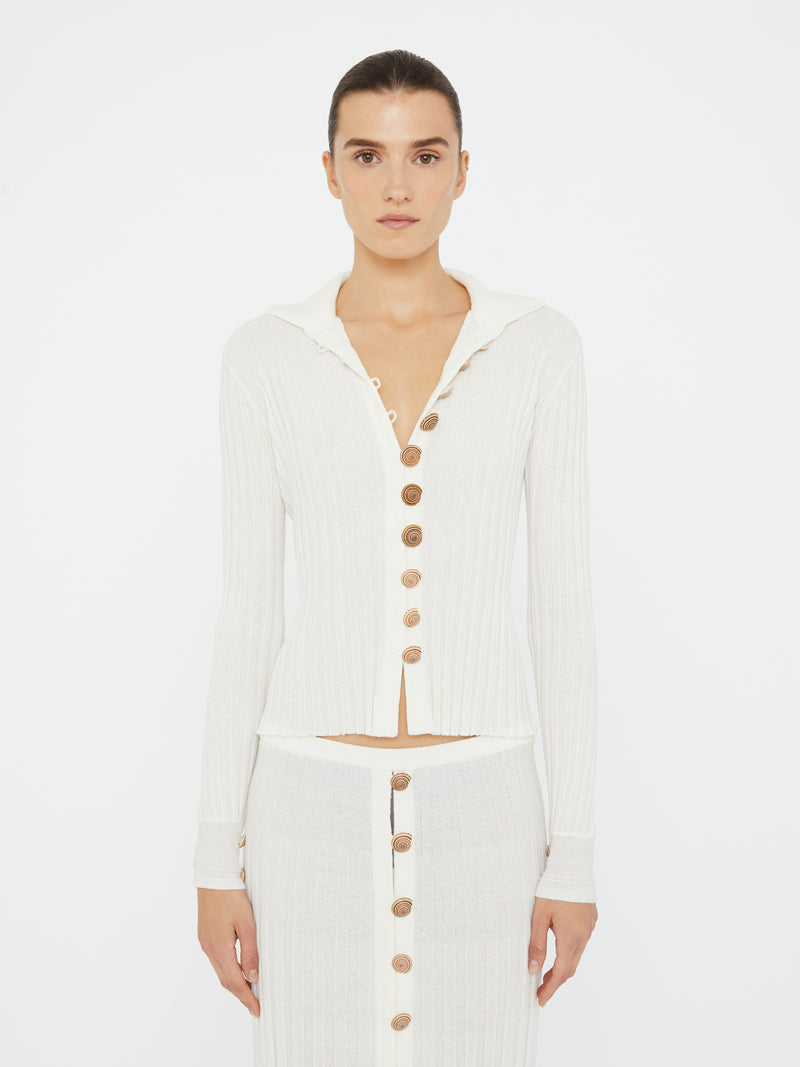 Sundial Shell Ribbed Knit Cardigan - Image 1