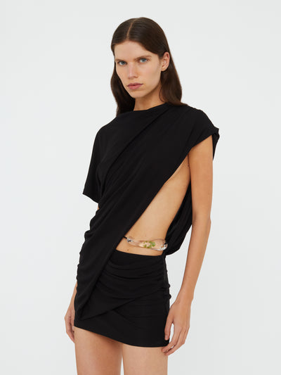 Encased Nature Resin Draped Jersey Dress