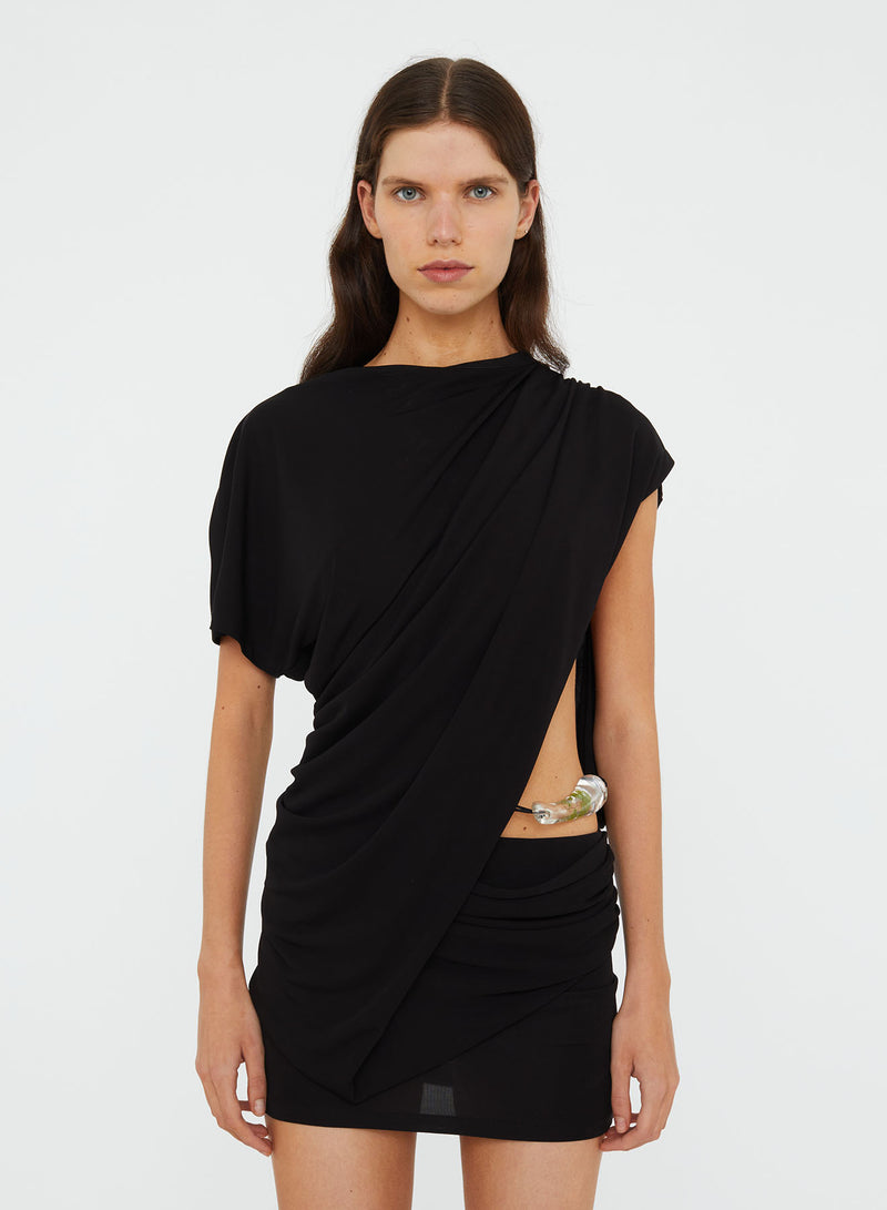 Encased Nature Resin Draped Jersey Dress - Image 4
