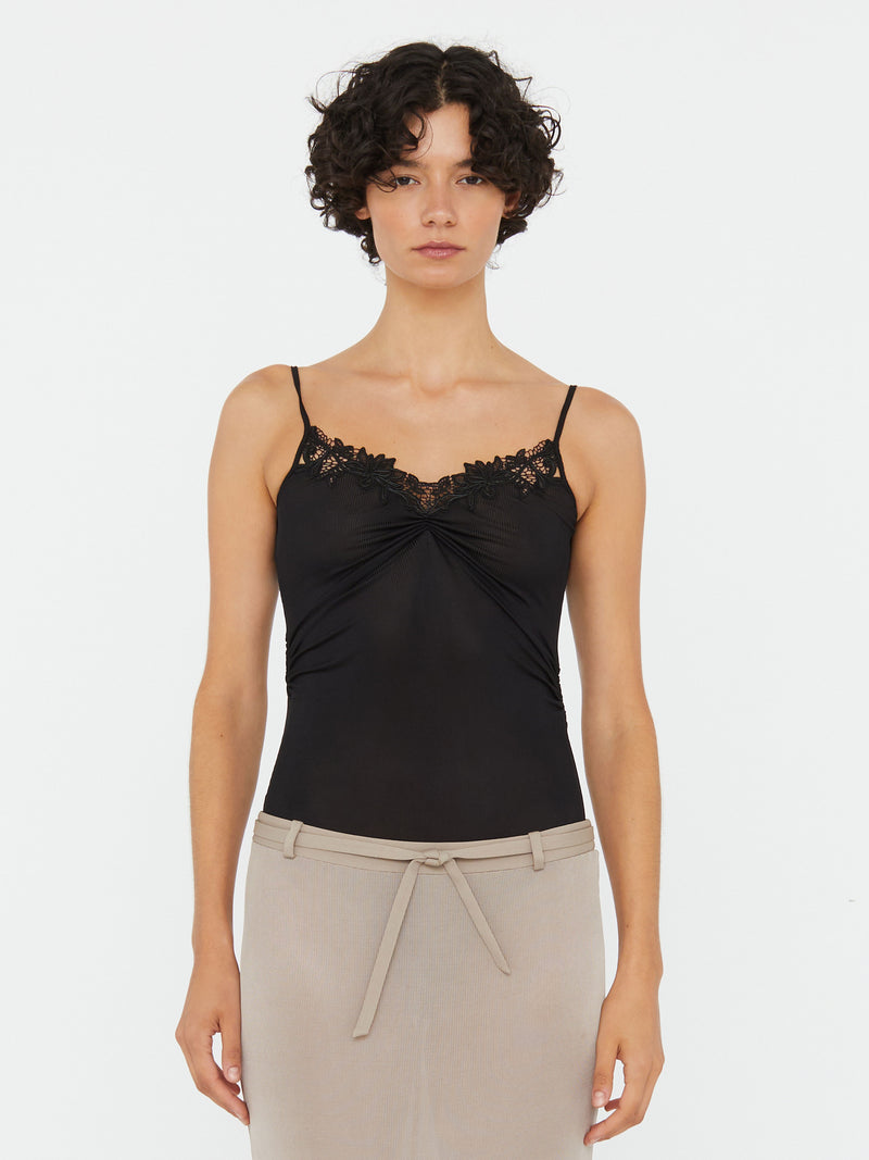 Hibiscus Embroidered Rib Bodysuit - Image 1