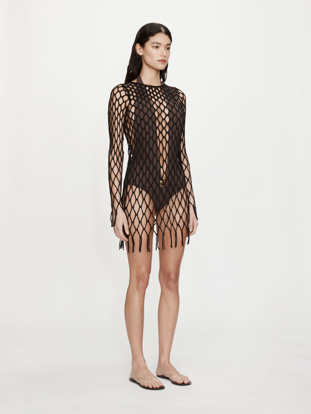 Knitted Mesh Mini Dress