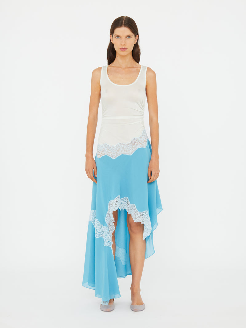 Cutaway Lace Gathered Tank Dress - Image 1