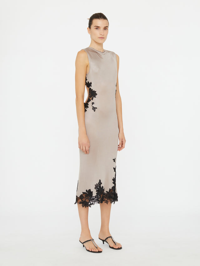 Hibiscus Embroidered Rib Dress