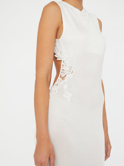Hibiscus Embroidered Rib Dress