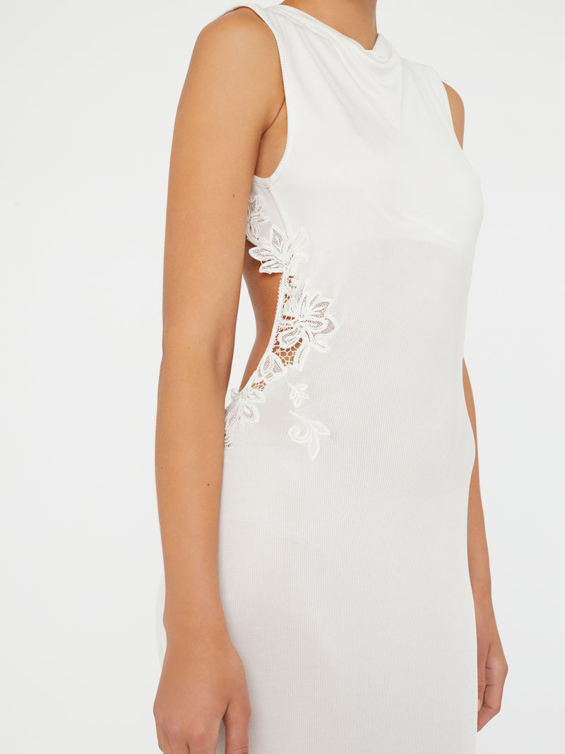 Hibiscus Embroidered Rib Dress - Image 4