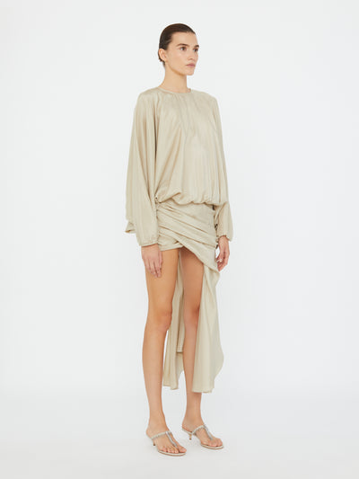 Parachute Silk Drape Mini Dress