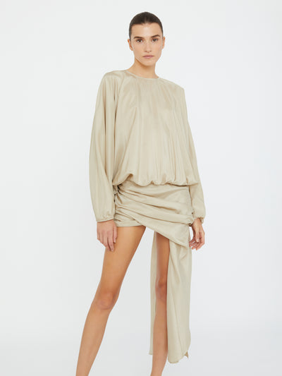 Parachute Silk Drape Mini Dress