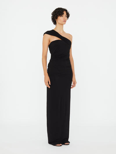 Beach Glass Draped Jersey Strapless Dress