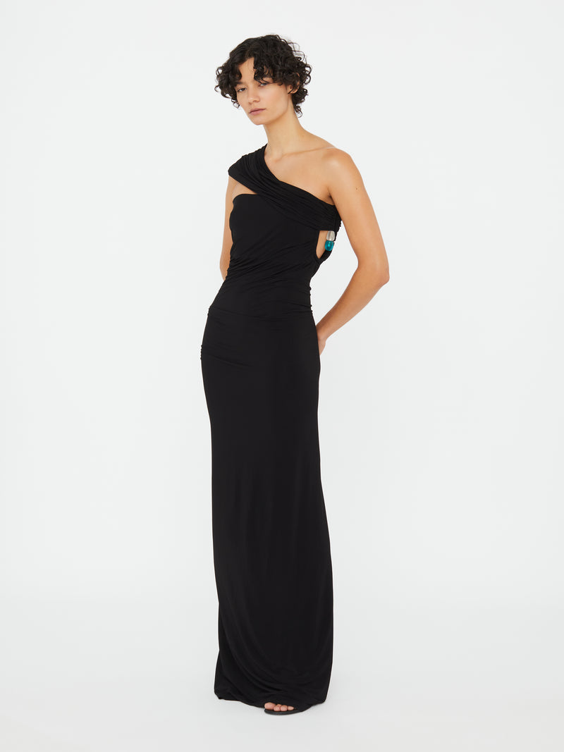 Beach Glass Draped Jersey Strapless Dress - Image 1