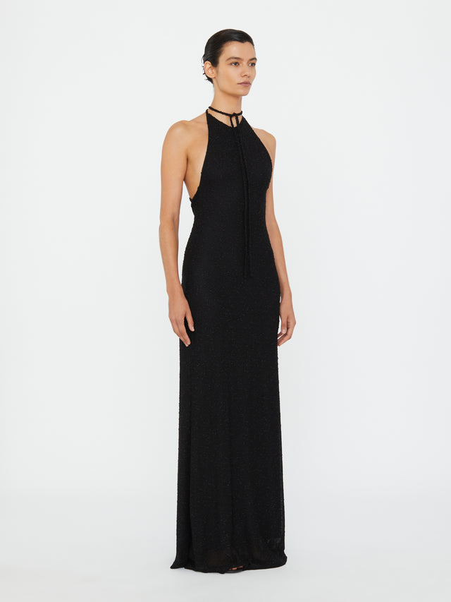 Imber Metallic Halter Dress