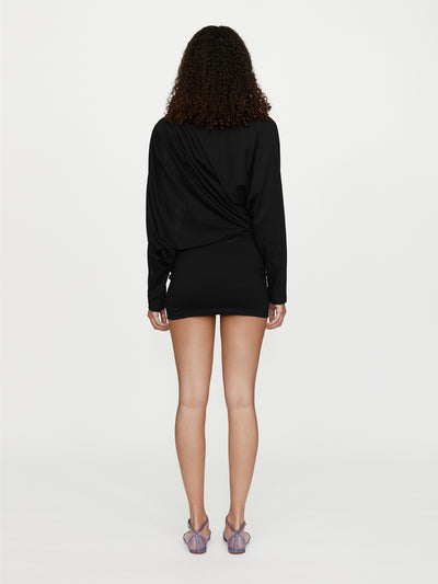 Aiba Draped Cotton Jersey Long Sleeve Dress