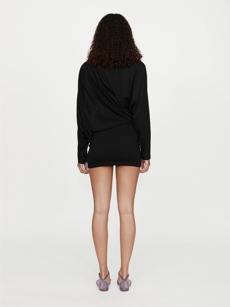 Aiba Draped Cotton Jersey Long Sleeve Dress - Image 5