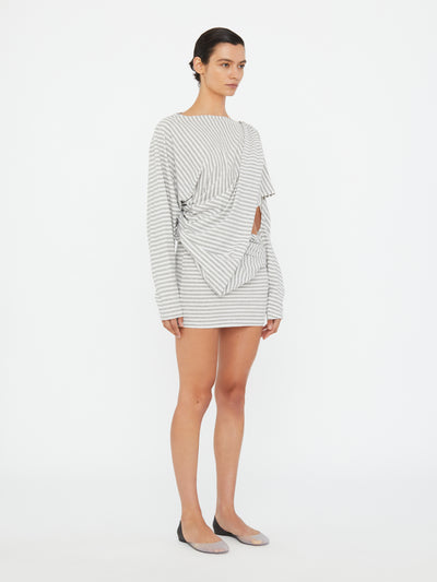 Aiba Draped Cotton Jersey Long Sleeve Dress
