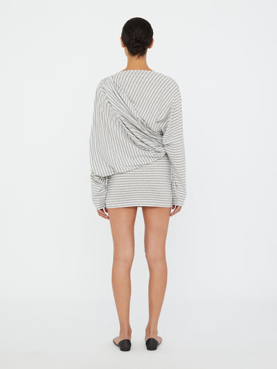Aiba Draped Cotton Jersey Long Sleeve Dress