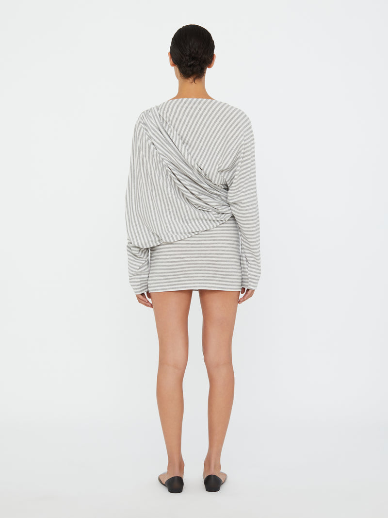 Aiba Draped Cotton Jersey Long Sleeve Dress - Image 4