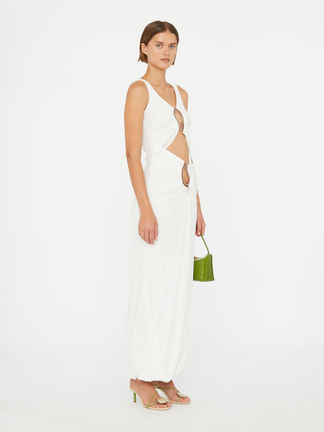 Paisley Overlay Disconnect Encased Dress