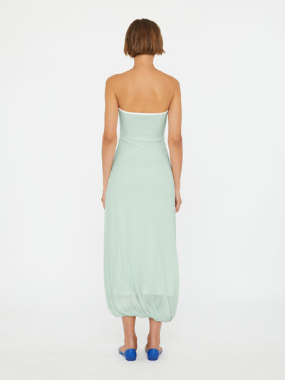Paisley Overlay Encased Strapless Dress