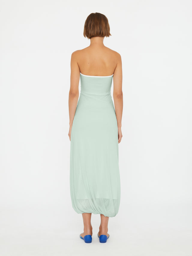 Paisley Overlay Encased Strapless Dress