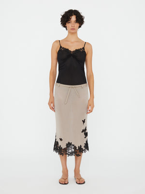 Hibiscus Embroidered Rib Skirt