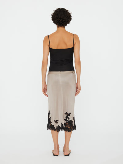 Hibiscus Embroidered Rib Skirt