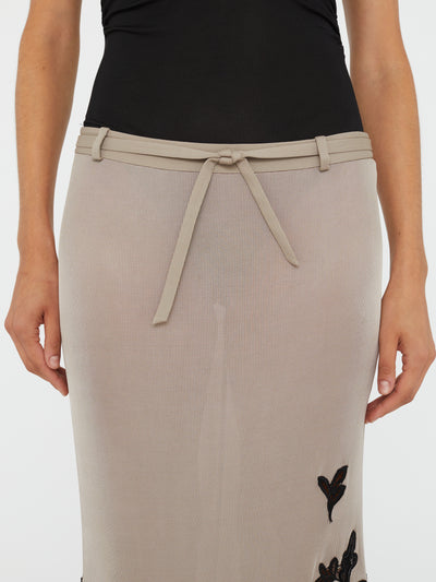 Hibiscus Embroidered Rib Skirt