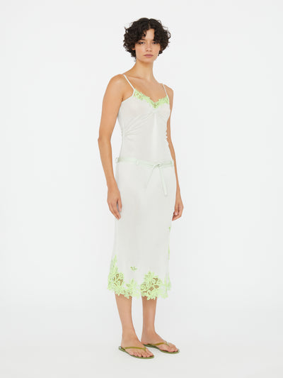 Hibiscus Embroidered Rib Skirt