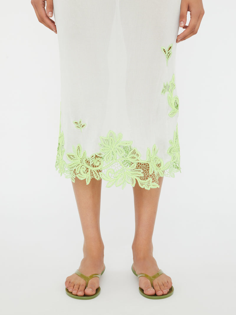 Hibiscus Embroidered Rib Skirt - Image 4