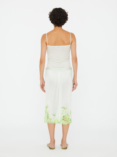 Hibiscus Embroidered Rib Skirt
